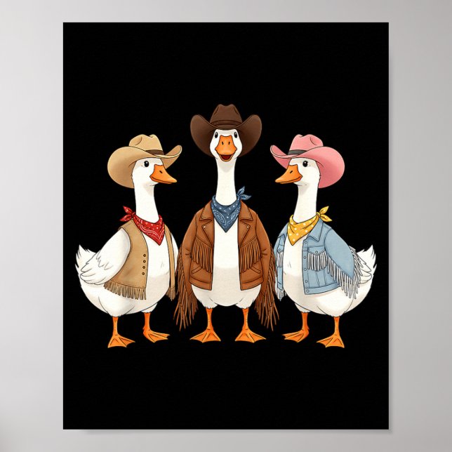 Funny Silly Goose Cowboy Western Cowgirl Goose Hum Poster (Vorne)