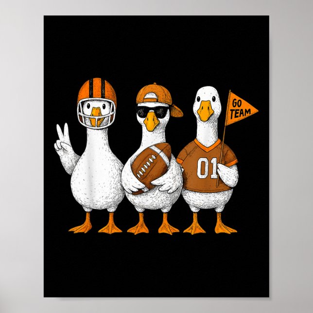 Funny Silly Goose Duck Football Fall Football Game Poster (Vorne)