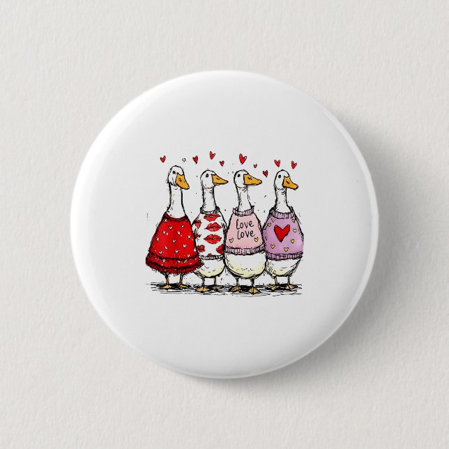 Funny Silly Goose Valentine Trendy Valentine's Day Button (Vorderseite)