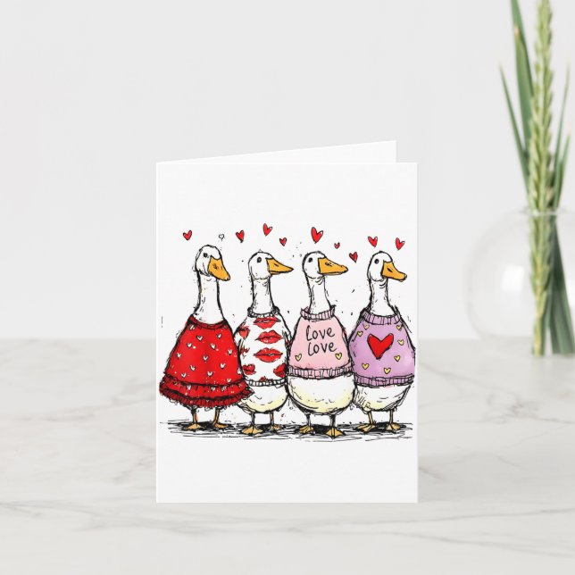 Funny Silly Goose Valentine Trendy Valentine's Day Karte (Vorderseite)