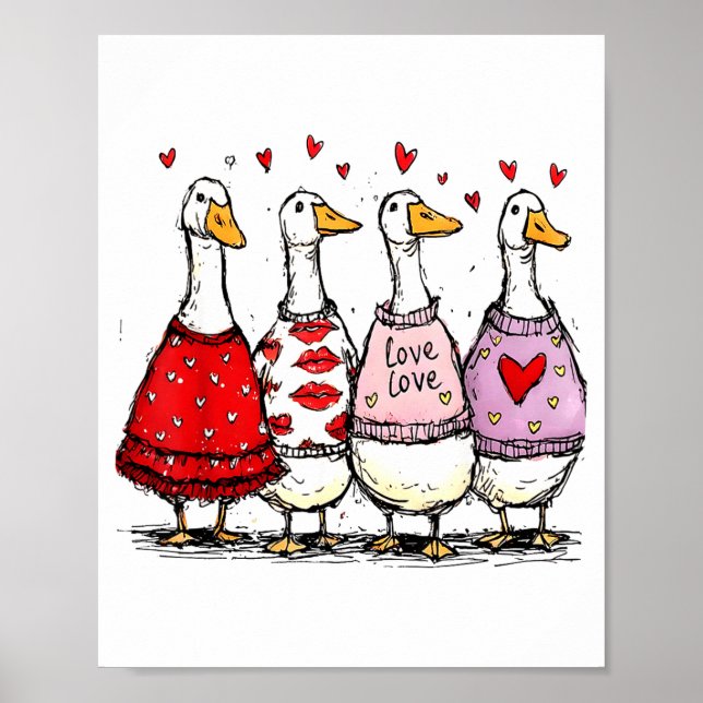 Funny Silly Goose Valentine Trendy Valentine's Day Poster (Vorne)