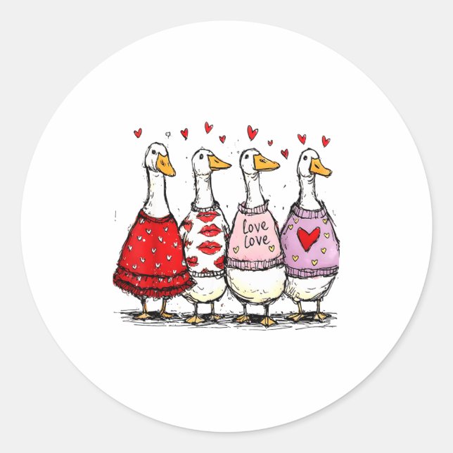 Funny Silly Goose Valentine Trendy Valentine's Day Runder Aufkleber (Vorderseite)