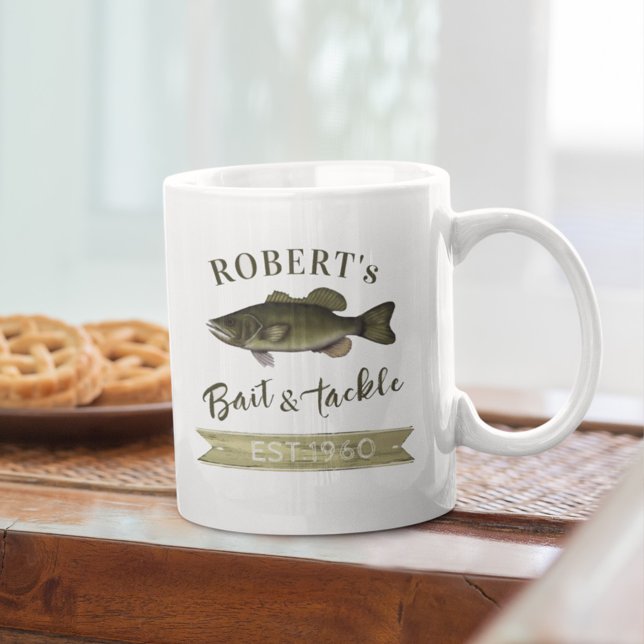 Funny Simple Fisherman Bait and Tackle Sign Fish Kaffeetasse (Von Creator hochgeladen)