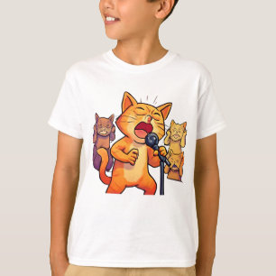 Funny Sing Cat mit Mikrofon Art T-Shirt