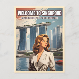 Funny Singapore Travel Singlish Spaß Postkarte