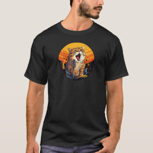 Funny singing Cat for Karaoke and Songs and Pets L T-Shirt