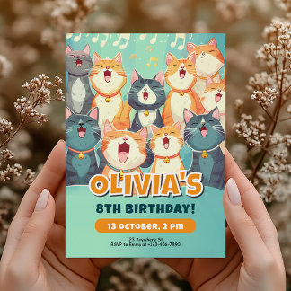 Funny Singing Cats Geburtstagsdesign Einladung