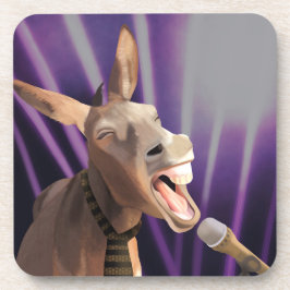 Funny Singing Donkey Farm Animal Lila Background Getränkeuntersetzer
