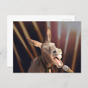 Funny Singing Donkey Postkarte