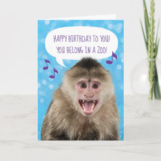 Funny Singing Monkey Birthday Karte