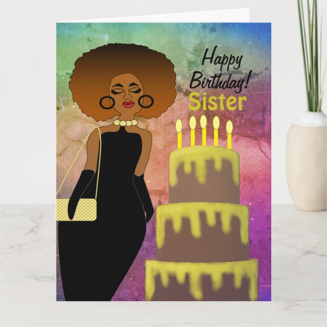 Funny Sister African American Happy Birthday Card Karte (Vorderseite)