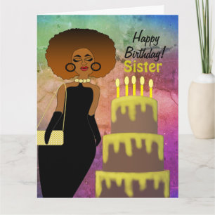 Funny Sister African American Happy Birthday Card Karte