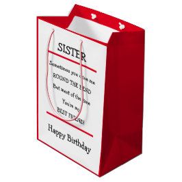 Funny Sister Best Friend Verse Birthday Card Mittlere Geschenktüte