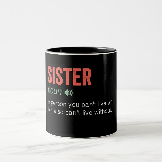Funny Sister Definition Zweifarbige Tasse (Mittel)