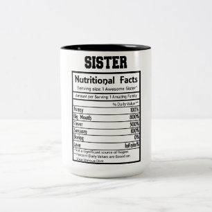 Funny Sister Nutrition Fakten Zweifarbige Tasse