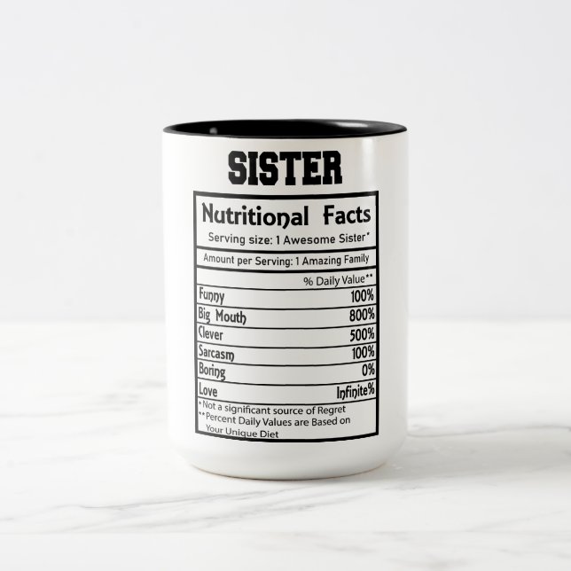 Funny Sister Nutrition Fakten Zweifarbige Tasse (Mittel)