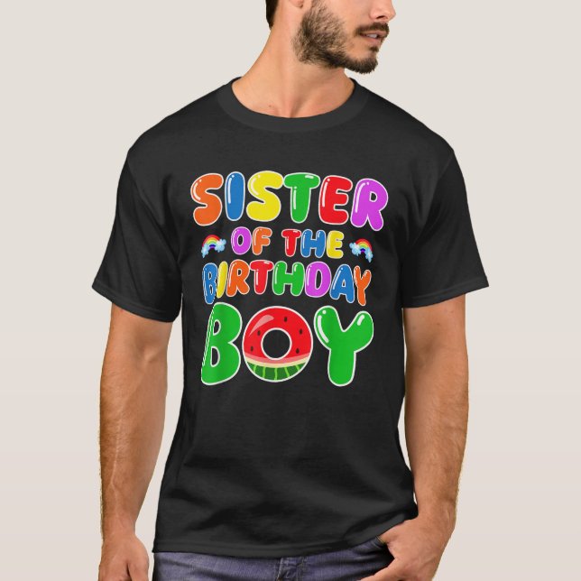 Funny Sister Of The Birthday Boy Watermelon Birthd T-Shirt (Vorderseite)
