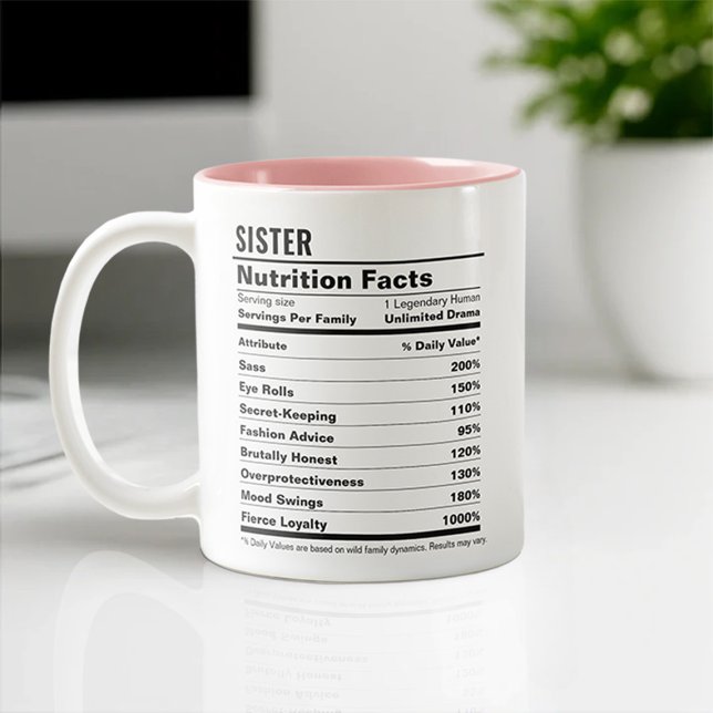 Funny Sister Wertschätzung Minimalistisch Schwarz  Zweifarbige Tasse (Von Creator hochgeladen)