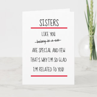 Funny Sisters Cheeky Verse Happy Birthday Card Karte