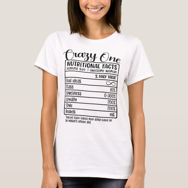 Funny Sisters Trip/Crazy One Nutrition Fakten T-Shirt (Vorderseite)