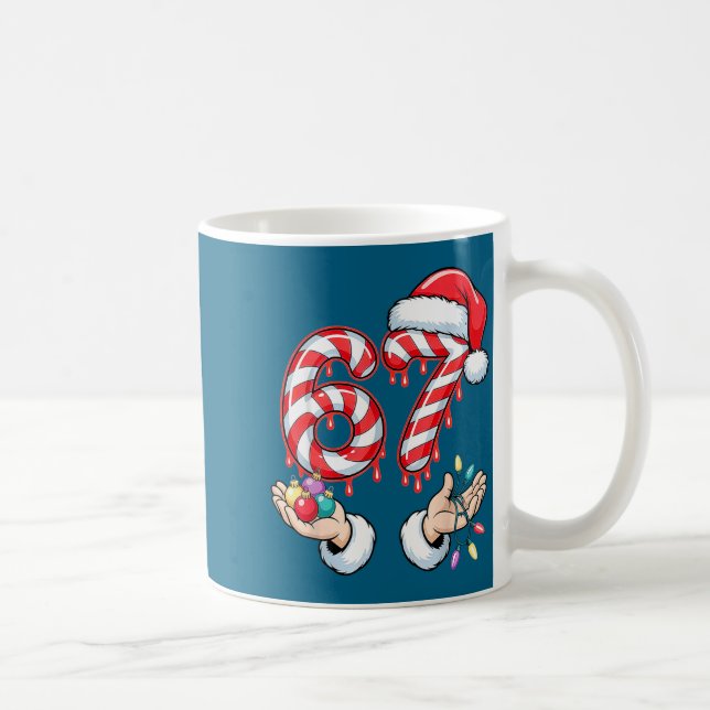 Funny Six Seven 67 Christmas Candy Cane Festive Ho Kaffeetasse (Rechts)