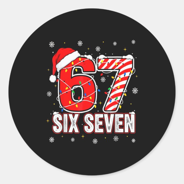 Funny Six Seven 67 Christmas Holiday Women Kids Xm Runder Aufkleber (Vorderseite)