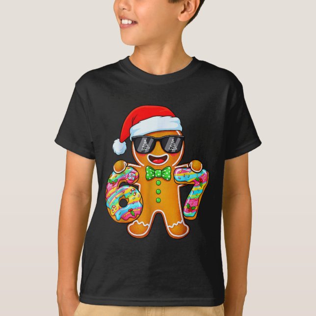 Funny Six Seven 67 Gingerbread Christmas Boys Xmas T-Shirt (Vorderseite)