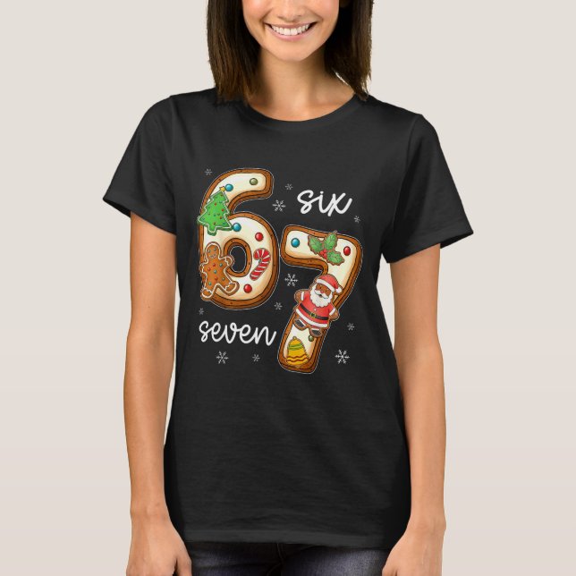 Funny Six Seven 67 Gingerbread Christmas Boys Xmas T-Shirt (Vorderseite)