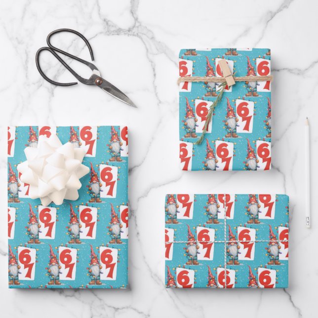 Funny Six Seven 67 Kids Christmas Geschenkpapier Set (Vorderseite)