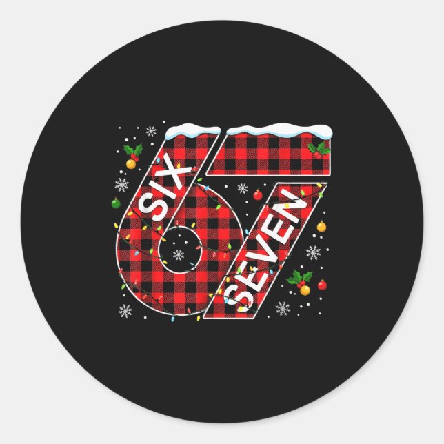Funny Six Seven 67 Meme 67 Christmas Holiday Women Runder Aufkleber (Vorderseite)
