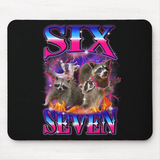 Funny Six Seven 67 Meme 67 Racoon Meme Bootleg Gra Mousepad (Vorne)
