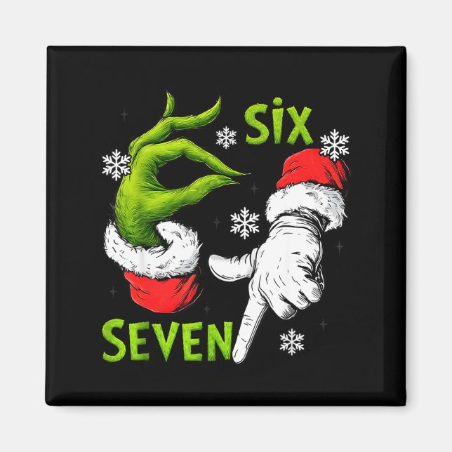 Funny Six Seven 67 Meme 6 7 Christmas Elf Hand Boy Magnet (Vorne)