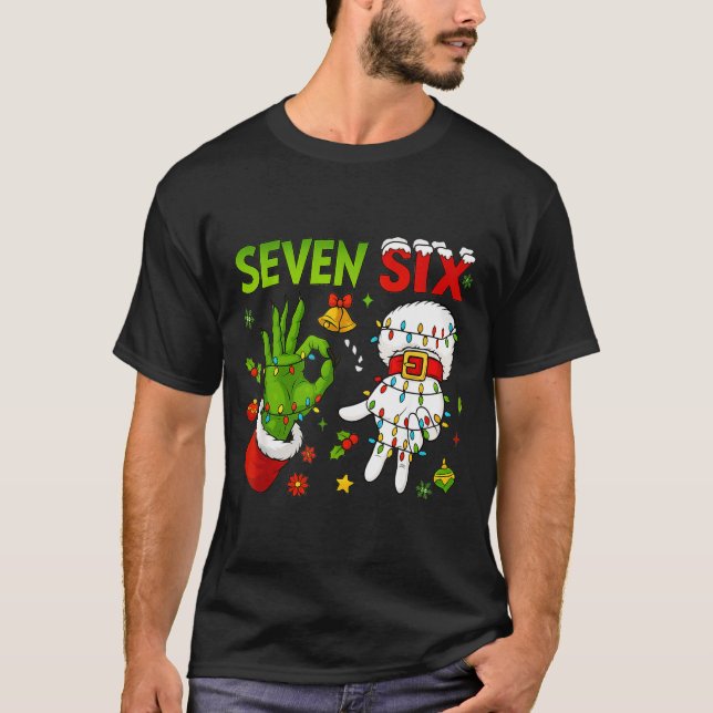 Funny Six Seven 67 Meme 6 7 Christmas Elf Hand Boy T-Shirt (Vorderseite)
