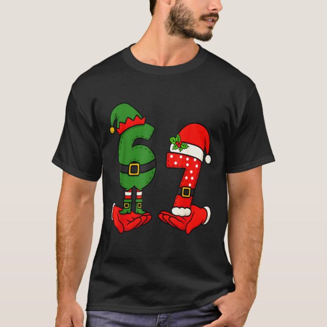 Funny Six Seven 67 Meme 6 7 Christmas Elf Hand Boy T-Shirt (Vorderseite)