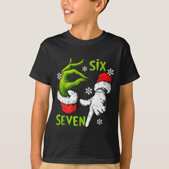 Funny Six Seven 67 Meme 6 7 Christmas Elf Hand Boy T-Shirt (Vorderseite)