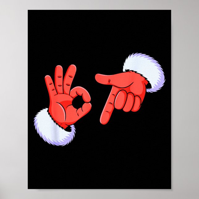 Funny Six Seven 67 Meme 6 7 Christmas Santa Hand B Poster (Vorne)