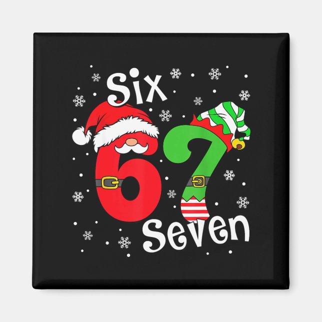 Funny Six Seven 67 Meme 6 7 Elf Santa Christmas Pa Magnet (Vorne)