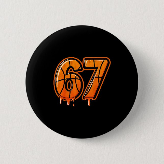 Funny Six Seven 67 Meme Gen Alpha 67 Basketball Fo Button (Vorderseite)