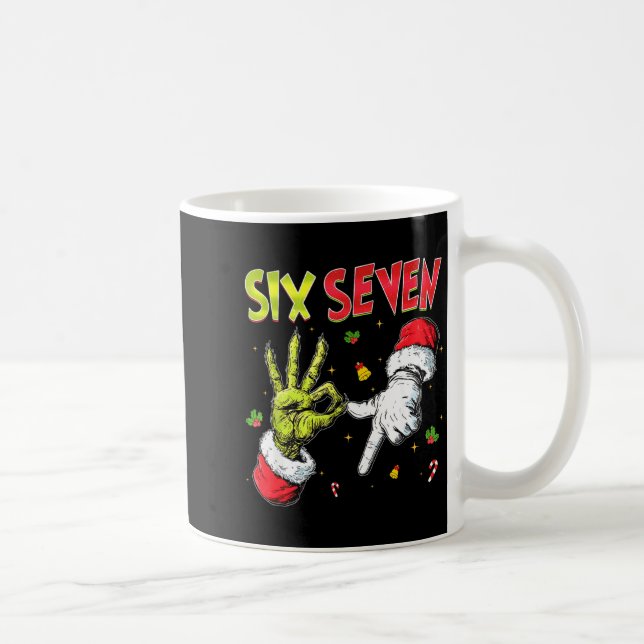 Funny Six Seven 67 Meme Monster Santa Christmas Pa Kaffeetasse (Rechts)