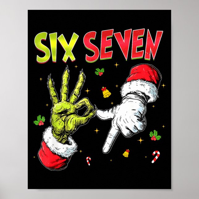 Funny Six Seven 67 Meme Monster Santa Christmas Pa Poster (Vorne)