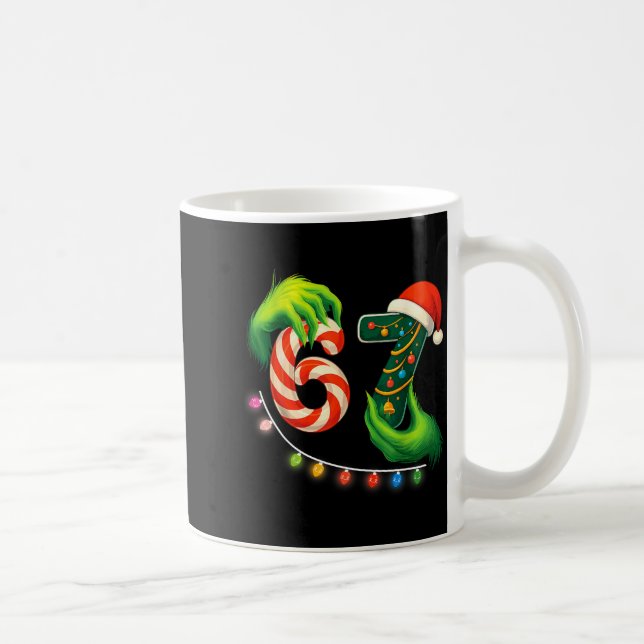 Funny Six Seven 67 Meme Santa Christmas Brainrot P Kaffeetasse (Rechts)