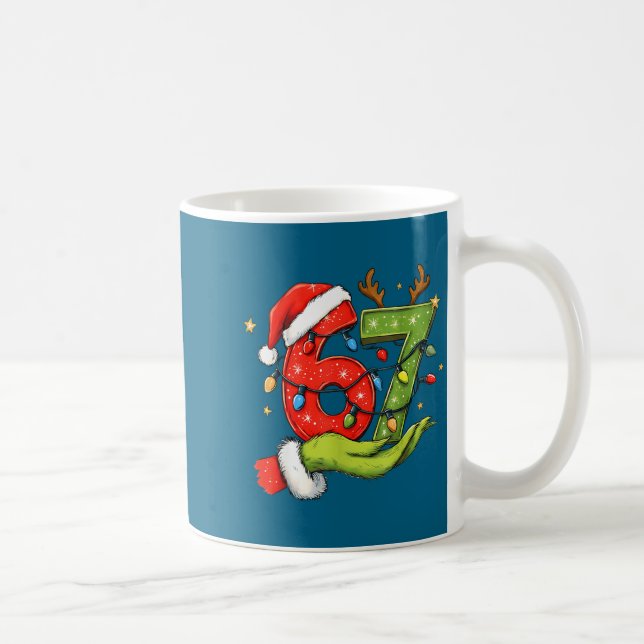 Funny Six Seven 67 Meme Santa Christmas Brainrot P Kaffeetasse (Rechts)