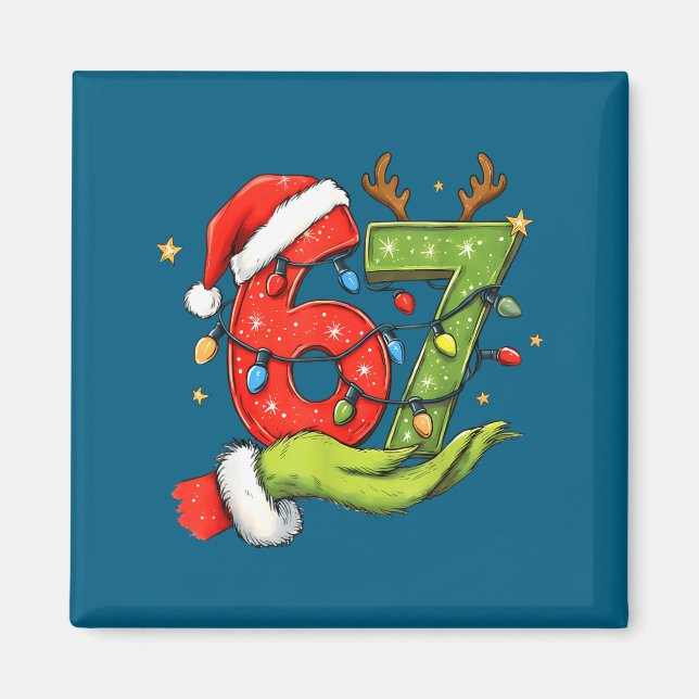 Funny Six Seven 67 Meme Santa Christmas Brainrot P Magnet (Vorne)