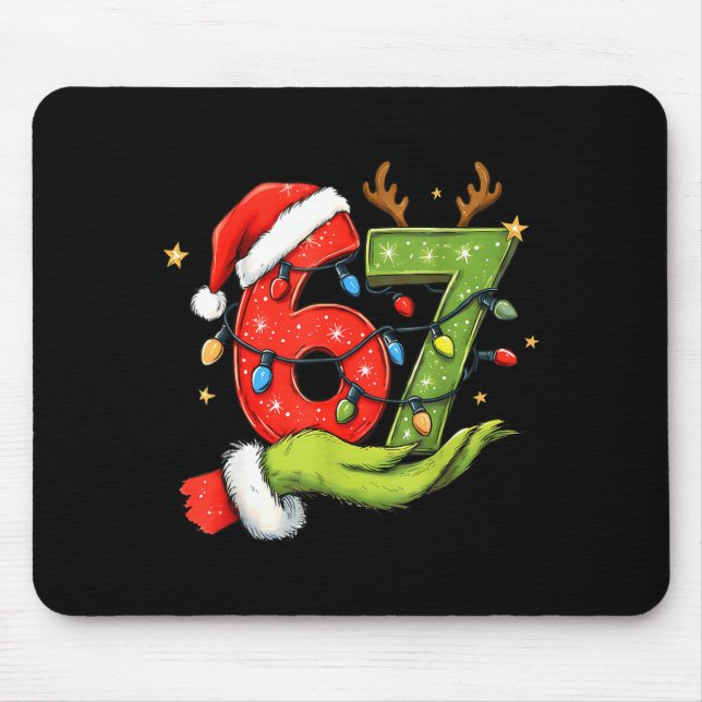 Funny Six Seven 67 Meme Santa Christmas Brainrot P Mousepad (Vorne)