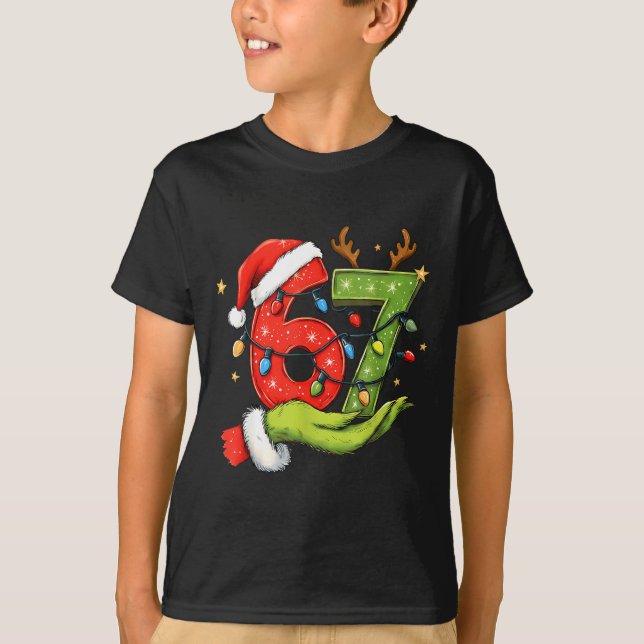 Funny Six Seven 67 Meme Santa Christmas Brainrot P T-Shirt (Vorderseite)