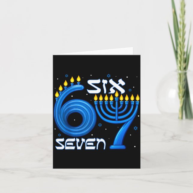 Funny Six Seven 67 Meme Sarcastic Hanukkah Chanuka Karte (Vorderseite)