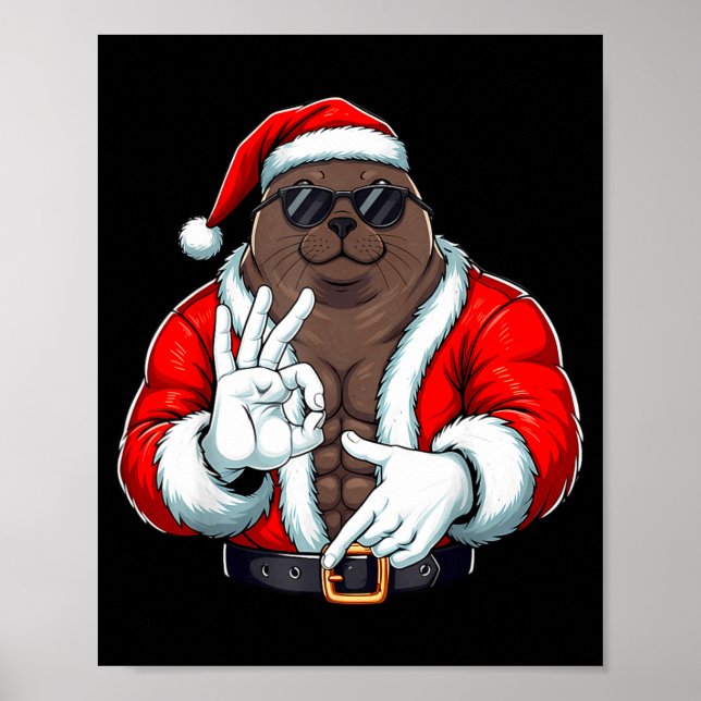 Funny Six Seven 67 Meme Seal Christmas Men Boys Te Poster (Vorne)