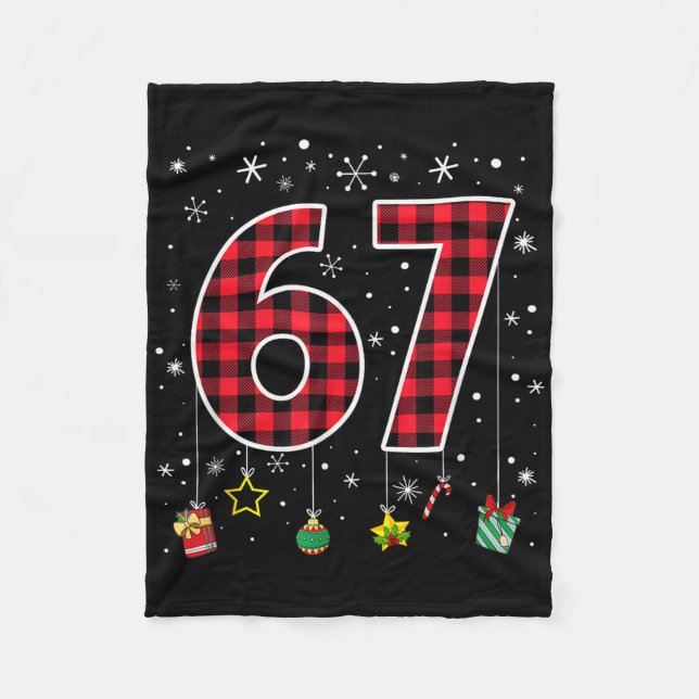 Funny Six Seven 6 7 Meme 67 Christmas Red Plaid Xm Fleecedecke (Vorderseite)