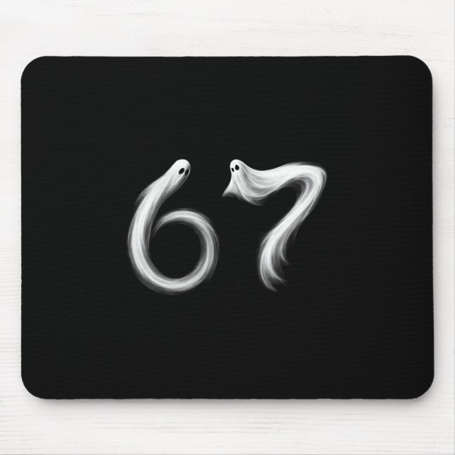 Funny Six Seven 6 7 Meme 67 Design Ghost Halloween Mousepad (Vorne)