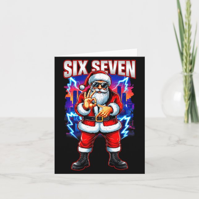 Funny Six Seven 6 7 Meme 67 Santa Christmas Men Bo Karte (Vorderseite)